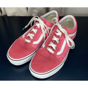 VANS Old Skool Pink Suede White Skater Shoes 500714 Men 6.5 Women 8